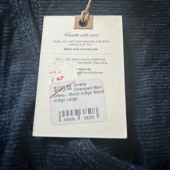 Marine Layer Womens Maxi Tank Dress Size Large Blue Sleeveless Elastic Waist - Picture 9 of 9